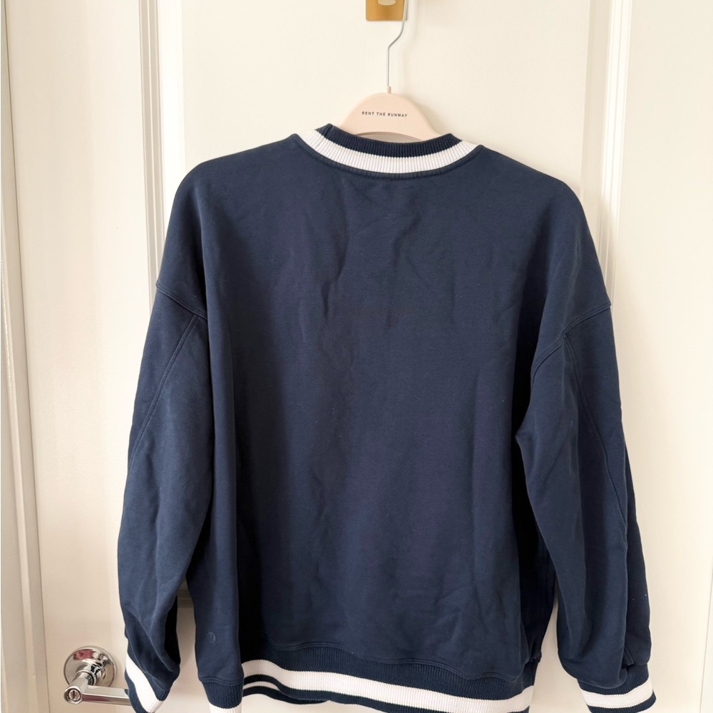 Lululemon Perfectly Oversized Ringer Crew Neck Navy Sweatshirt - Picture 6 of 7